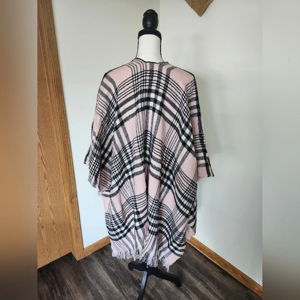 Y2k Juicy Couture Pink and Black Plaid Blanket Poncho
